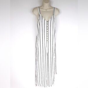 Striped Button-Down Jumpsuit